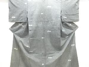 アンティーク　抽象模様織出し手織り紬単衣着物